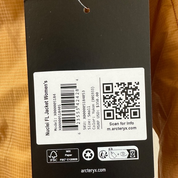 🌞 Arc'teryx Yellow Jacket W Small 🌻 WS Nuclei 💛 Yukon Midlayer NWT - Picture 8 of 12